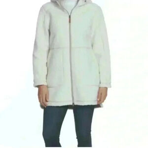 GERRY Women's Berber Fleece Jacket Cream Size Large Outdoor Pockets Hooded